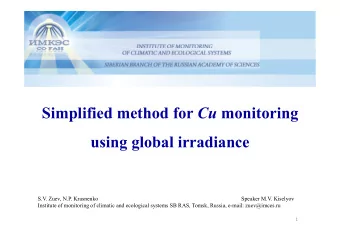 Simplified method for Cu monitoring  using global irradiance  S.V. Zuev, N.P. Krasnenko  Speaker