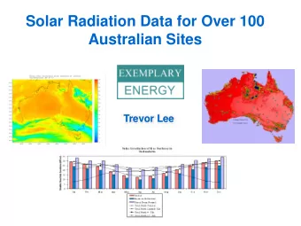 Solar Radiation Data for Over 100  Australian Sites  Trevor Lee  Timeline  1974  Spencer Tables
