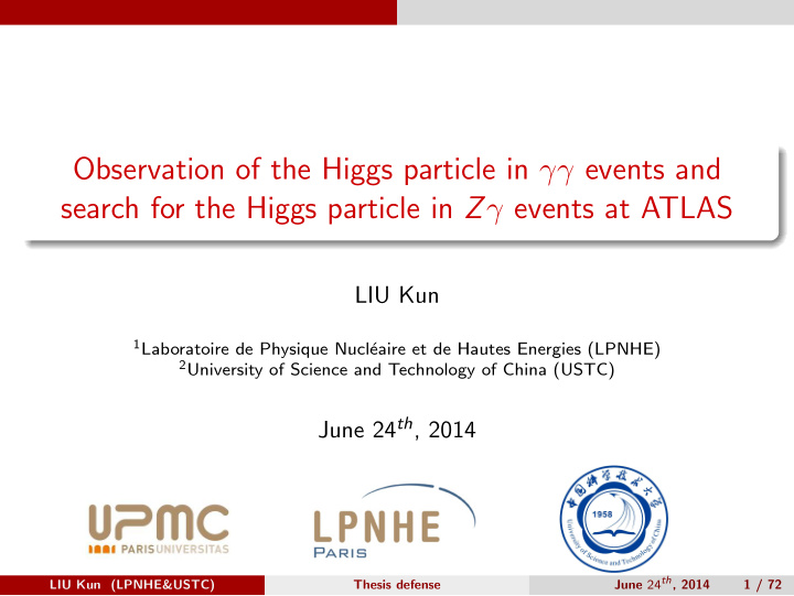 observation of the higgs particle in events and search