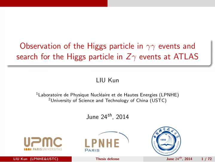 observation of the higgs particle in events and search