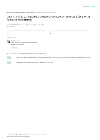 Understanding patients: Participatory approaches for the user evaluation of  vital data