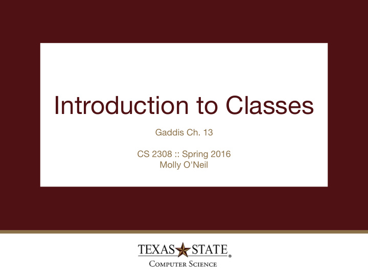 introduction to classes