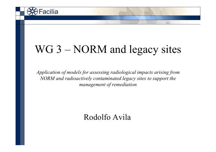 wg 3 norm and legacy sites