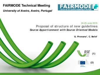FAIRMODE Technical Meeting  University of Aveiro, Aveiro, Portugal  24-25 June 2015  Proposal of