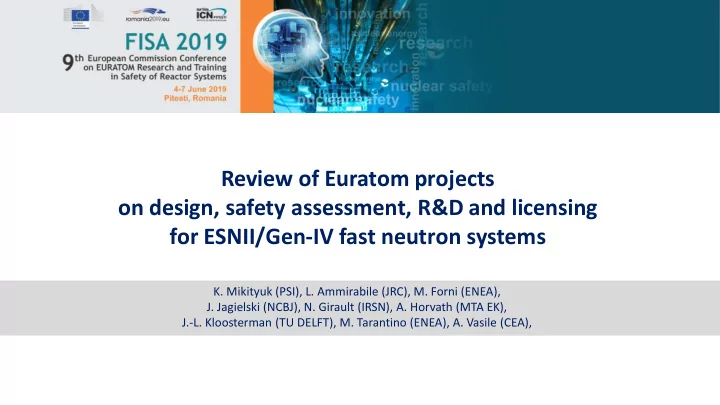 review of euratom projects on design safety assessment r