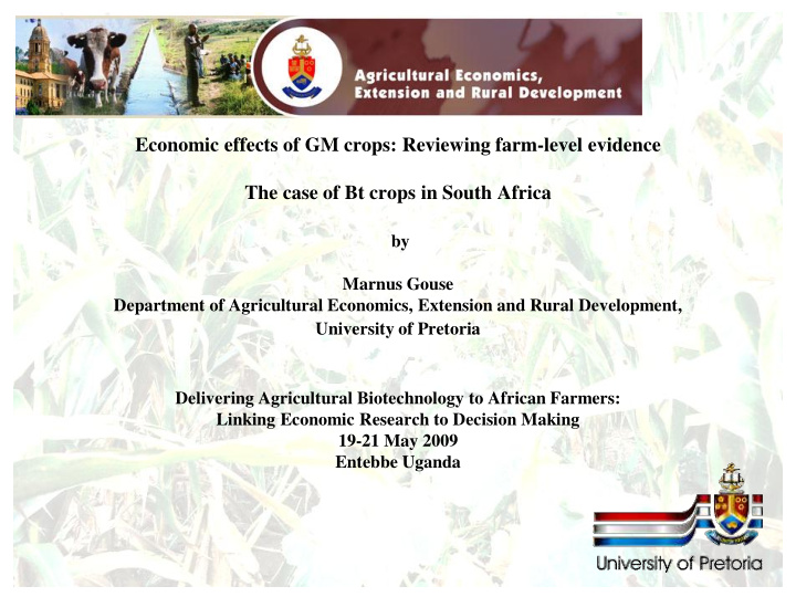 economic effects of gm crops reviewing farm level