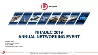 NHADEC 2019  ANNUAL NETWORKING EVENT  Shannon Aubin  Strategic Sourcing Manager  Claire Saladin