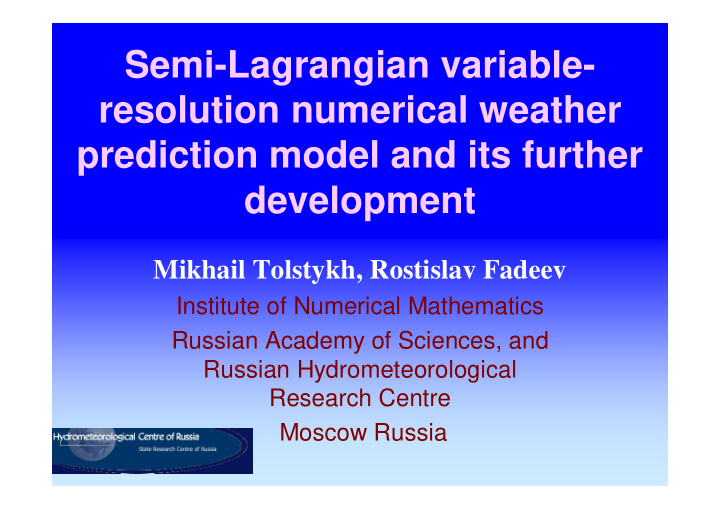 semi lagrangian variable resolution numerical weather