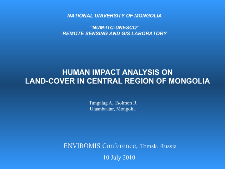 human impact analysis on land cover in central region of