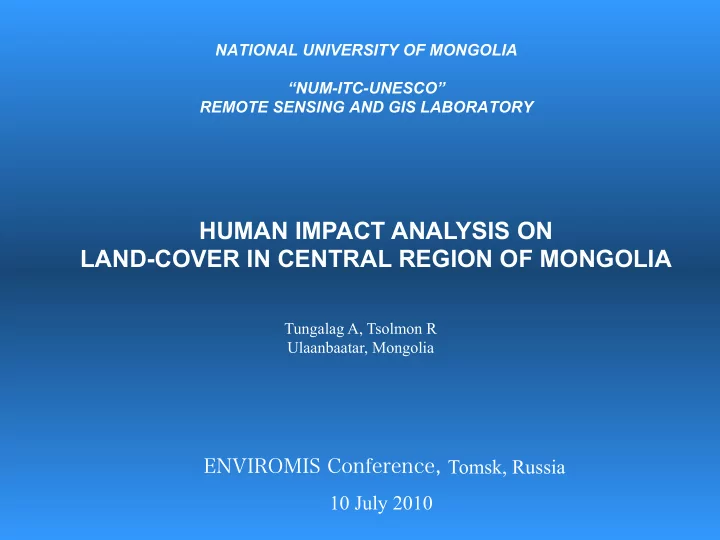 human impact analysis on land cover in central region of