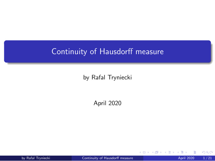 continuity of hausdorff measure