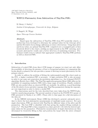 WFPC2 Photometry from Subtraction of TinyTim PSFs M. Remy, J. Surdej, 1  Institut
