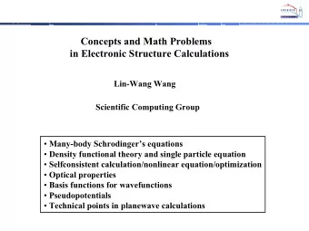 Concepts and Math Problems  in Electronic Structure Calculations  Lin-Wang Wang  Scientific