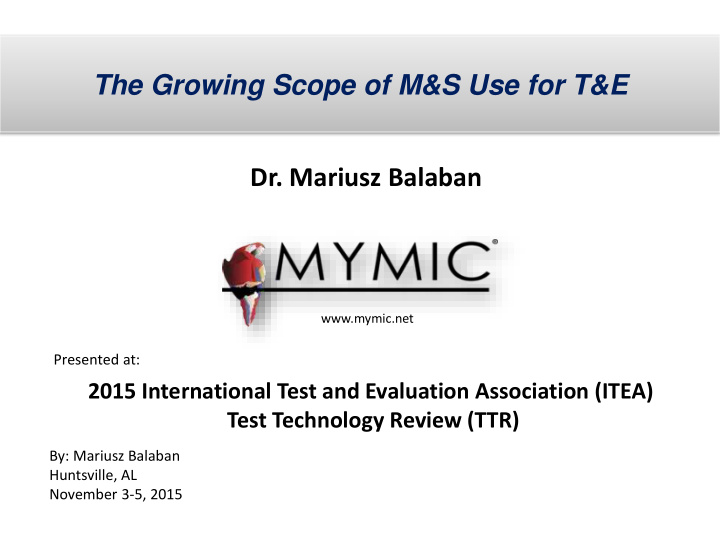 the growing scope of m s use for t e dr mariusz balaban