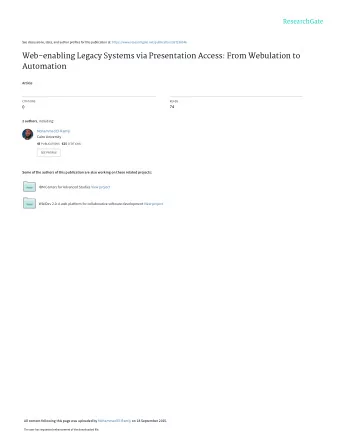 Web-enabling Legacy Systems via Presentation Access: From Webulation to  Automation  Article