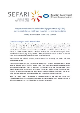 Ecosystems and Land Use Stakeholders Engagement Group (ELSEG)  Forest monitoring via mobile data