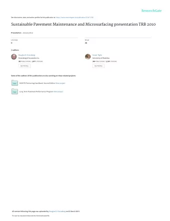 Sustainable Pavement Maintenance and Microsurfacing presentation TRB 2010 Presentation  January