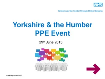 Yorkshire &amp; the Humber  PPE Event 29 th June 2015  www.england.nhs.uk  Agenda Time Title Lead