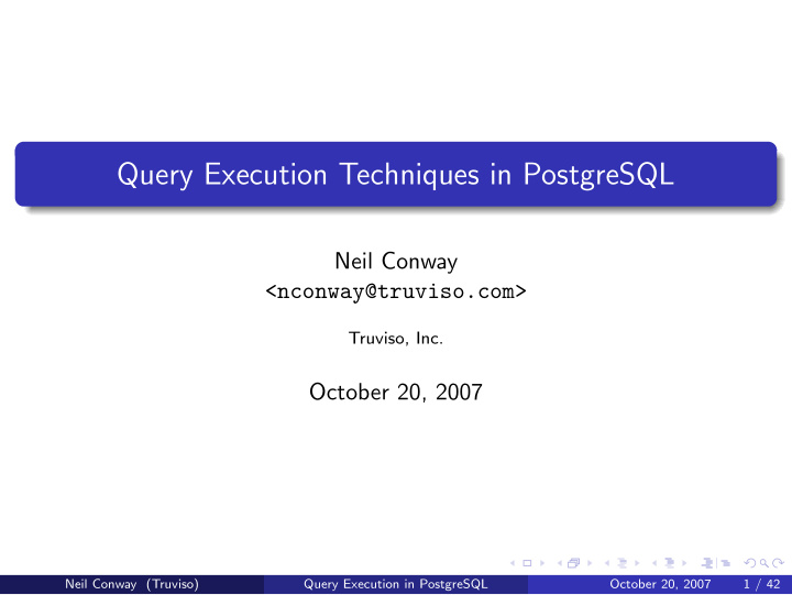 query execution techniques in postgresql