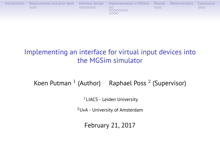 implementing an interface for virtual input devices into