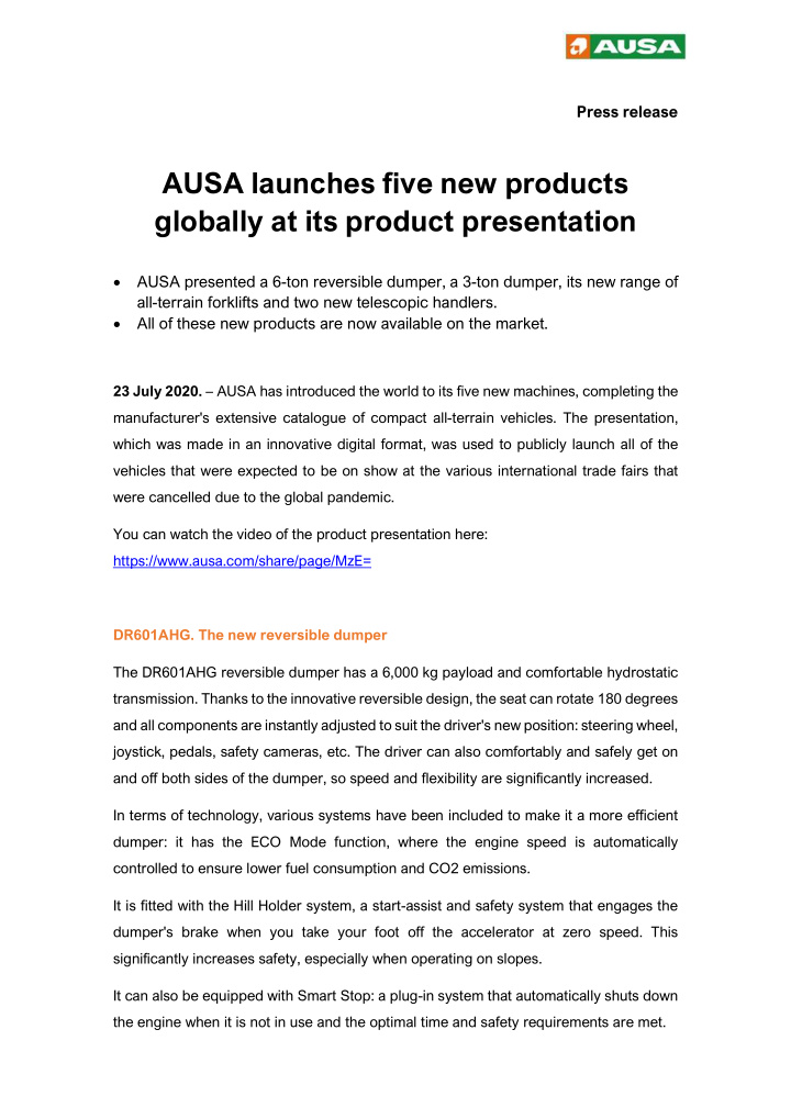 ausa launches five new products globally at its product