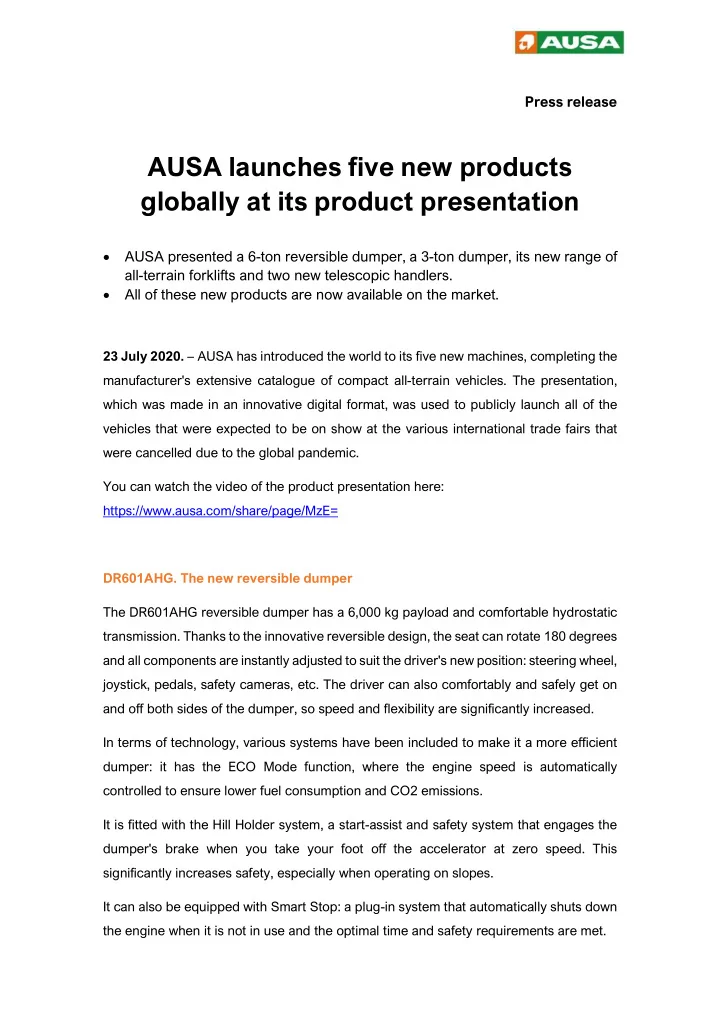 ausa launches five new products globally at its product