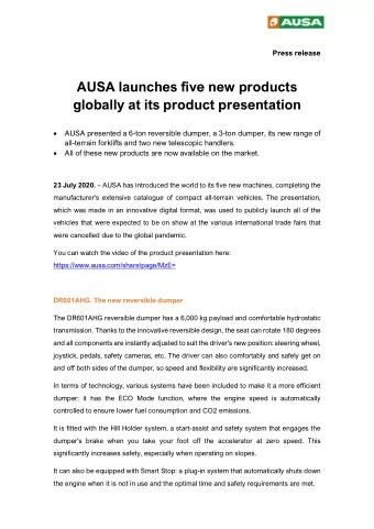 AUSA launches five new products  globally at its product presentation  AUSA presented a 6-ton