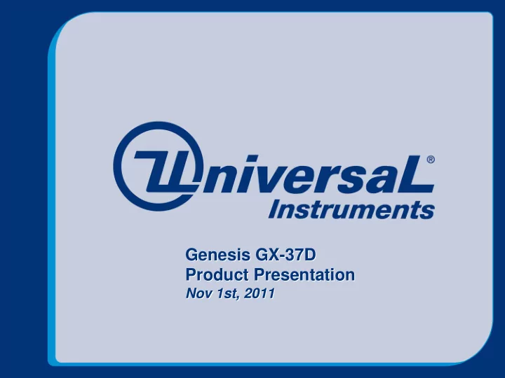 genesis gx 37d genesis gx 37d product presentation