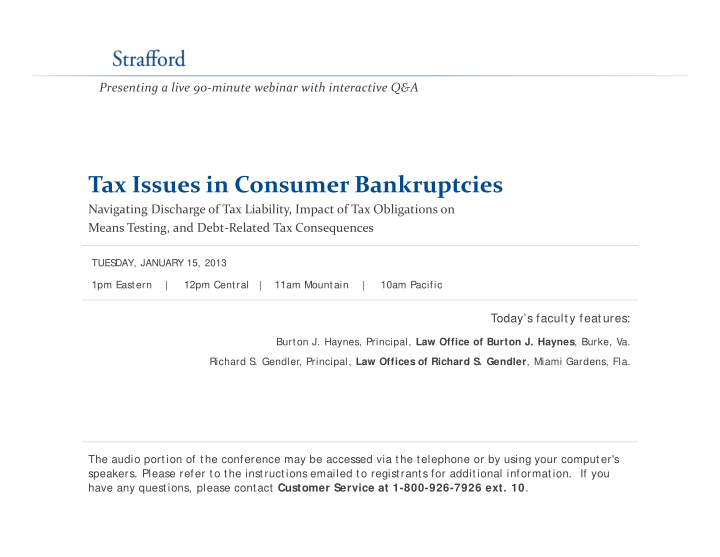 tax issues in consumer bankruptcies