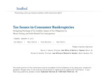 Tax Issues in Consumer Bankruptcies Navigating Discharge of Tax Liability, Impact of Tax