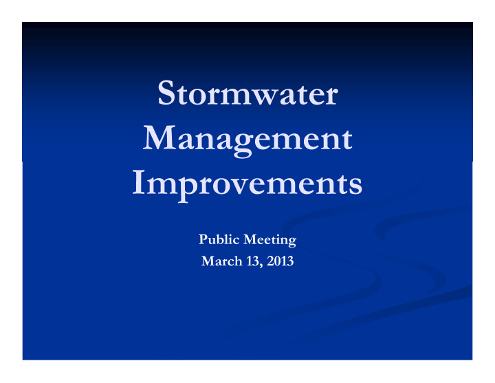 stormwater management improvements