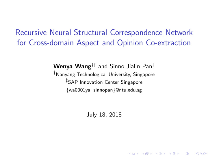 recursive neural structural correspondence network for