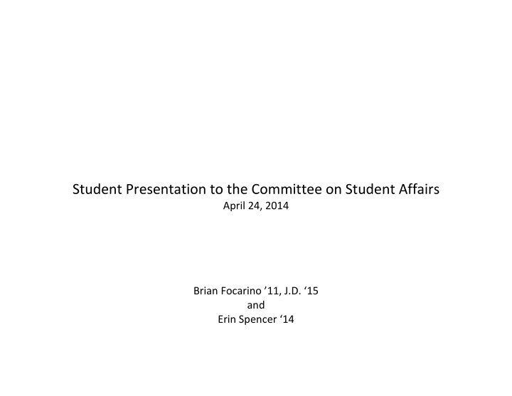 student presentation to the committee on student affairs
