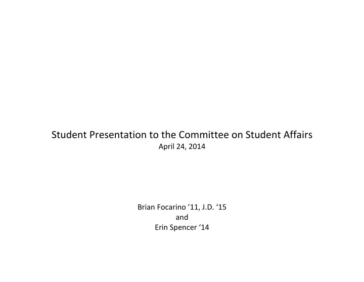 student presentation to the committee on student affairs
