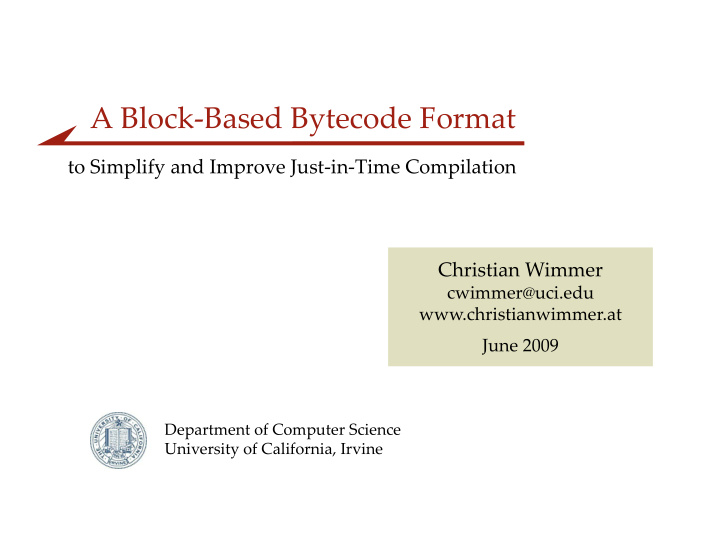 a block based bytecode format