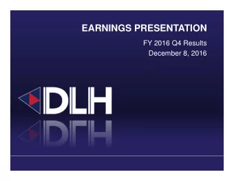 EARNINGS PRESENTATION  FY 2016 Q4 Results  December 8, 2016  Introduction  Forward-Looking