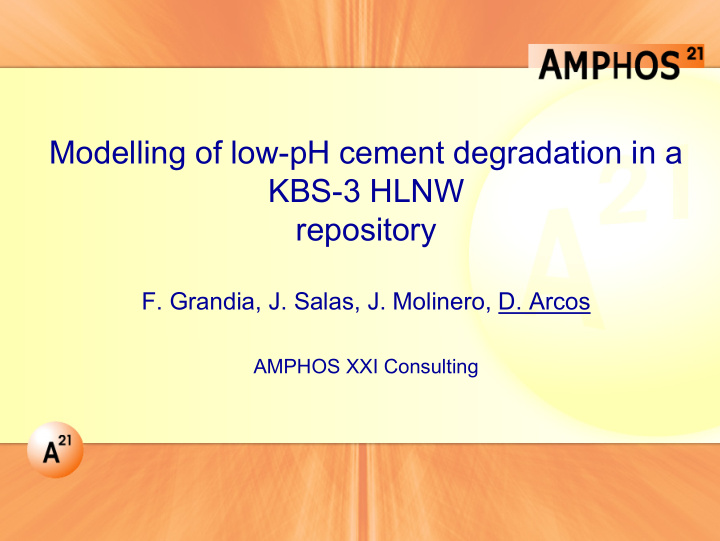modelling of low ph cement degradation in a kbs 3 hlnw