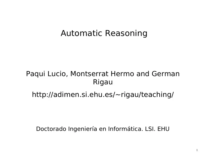 automatic reasoning