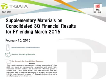 for FY ending March 2015  February 10, 2015  Disclaime  mer  *This material contains statements