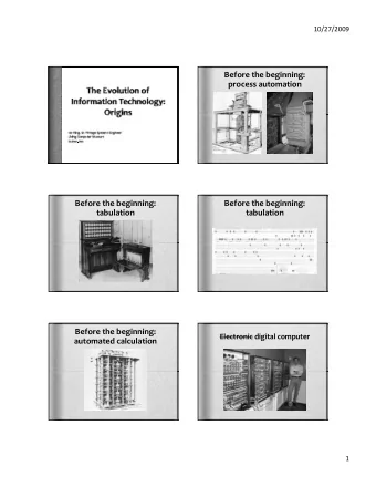 Before the beginning: process automation Before the beginning: Before the beginning:  tabulation