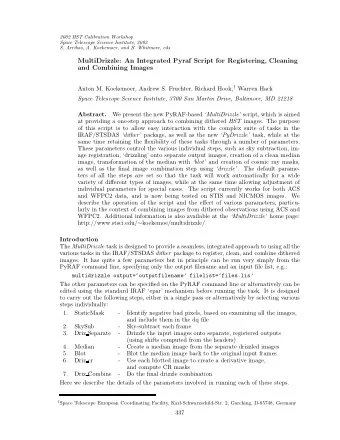 MultiDrizzle: An Integrated Pyraf Script for Registering, Cleaning  and Combining Images Anton M.