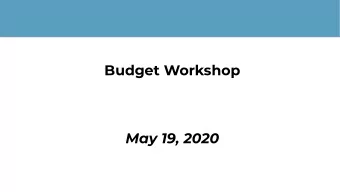 Budget Workshop  May 19, 2020  Budget Timeline  May 19  May 21  May 26  June 1  June 15  July 14