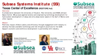 Subsea Systems Institute (SSI)  Texas C  as Center o  er of Ex  Excellence ence (REST  STORE A  E