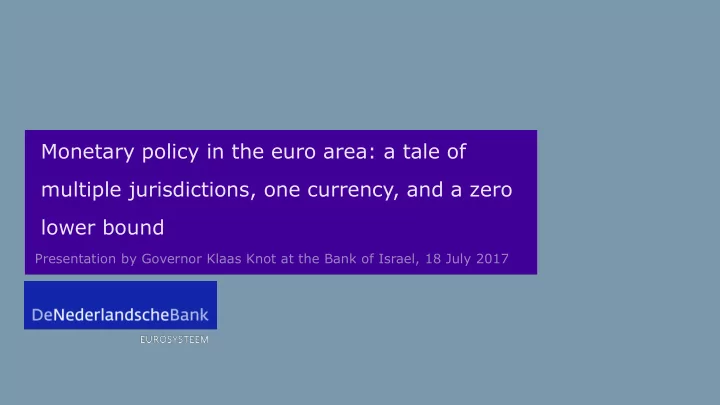 monetary policy in the euro area a tale of