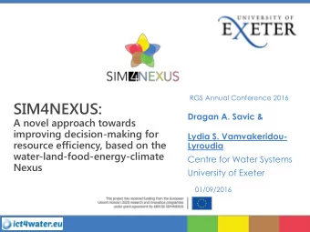 SIM4NEXUS:  Dragan A. Savic &amp;  A novel approach towards  improving decision-making for  Lydia