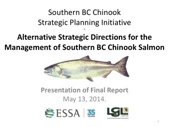 Southern BC Chinook  Strategic Planning Initiative  ~  Alternative Strategic Directions for the