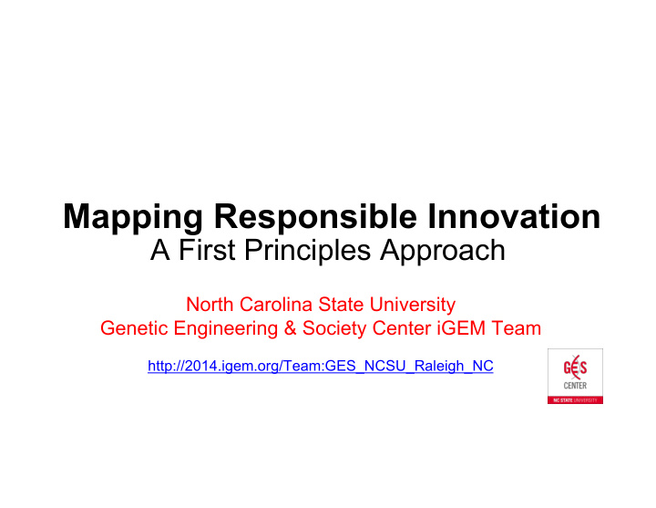 mapping responsible innovation
