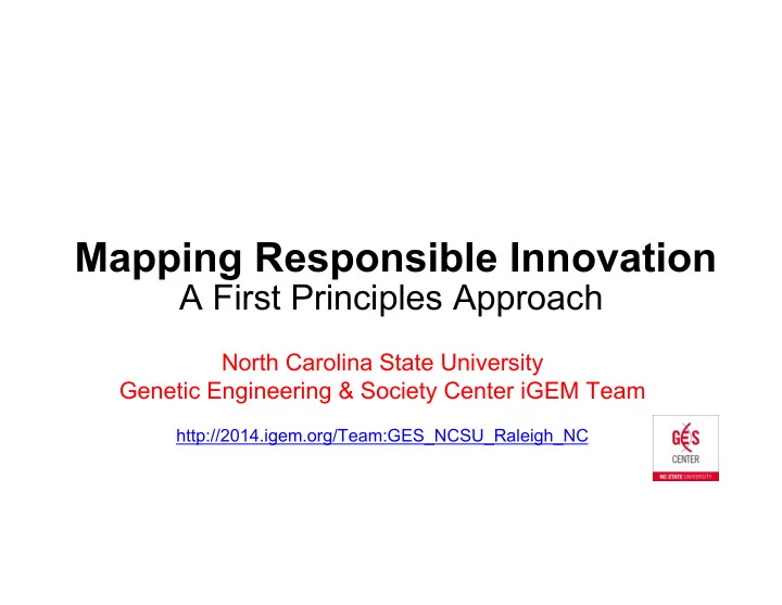 mapping responsible innovation