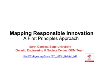 Mapping Responsible Innovation  A First Principles Approach  North Carolina State University