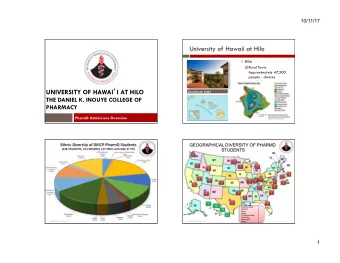 UNIVERSITY OF HAWAI  I AT HILO  Enrollment: 4,043  THE DANIEL K. INOUYE COLLEGE OF  PHARMACY